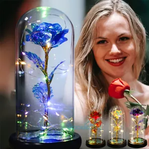 Galaxy Eternal Rose in Glass LED Forever Flower Valentine's Day Gift for Her - Picture 1 of 131