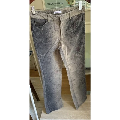 VTG New Frontier Pants Womens Sz 2 Paisley Bootcut Grey Y2K Low Rise Corduroy - Image 1 of 4
