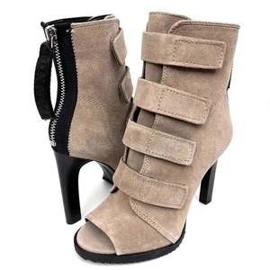 Stivali donna DKNY 'Blake' scamosciati oliati tortora tacco alto cinturino/NUOVI/taglia 6 - Foto 1 di 9
