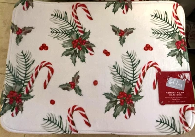 Tapete de banho novo com etiquetas coleção de férias Natal bengala doce espuma com memória 17 pol x 23 pol. - Imagem 1 de 2