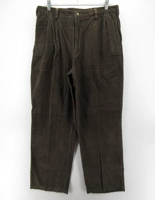 ВИНТАЖНЫЙ Haggar брюки мужчин 34 X 30 коричневый оливковый вельвет хаки мешковатые плиссированные новый - Изображение 1 из 4