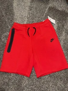 NIKE TECH FLEECE SHORTS RED Youth Sz XL $65 FD3289-671 Brand New - Picture 1 of 8