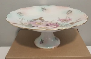 1920's Schumann Arzberg Bavaria Wild Rose Porcelain Pedestal Cake Stand 12" x 5" - Picture 1 of 10