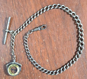 Sterling Silver Albert Chain Pocket Watch Compass Fob- 29g (2387) - Picture 1 of 10