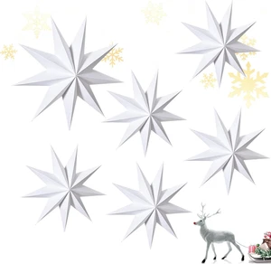6 Stück Faltsterne Weihnachten 3D Papierstern Weiß 30cm Weihnachtssterne - Bild 1 von 7