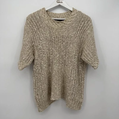 Suéter tejido grueso de lino Ramie beige vintage Orvis talla grande Foto 1 de 4