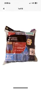 Hanes Boxer Uomo Taglia M 42-34 Blu Plaid Senza Etichetta Confezione da 2 841VTY NUOVI CON SCATOLA - Foto 1 di 9