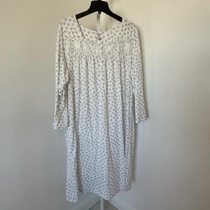 Croft & Barrow Intim 2X Langarm Nachthemd Knöpfe/Spitze Teetassenmuster  - Bild 1 von 10