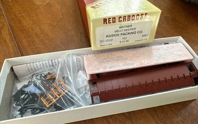 Red Caboose HO Kit #RC-1012f Mather Meat Reefer Raskin Packaging Co #5487 NIB NY - Image 1 of 4