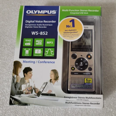 OLYMPUS WS-852 4GB DIGITAL VOICE RECORDER Box Silver Open Box - Image 1 of 4