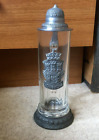 Vintage Heavy Tall Glass & Pewter Lidded "Krakow" Beer Tankard H.29Cm/500Ml Cap.