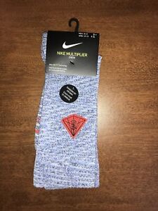 Nike Elite Multiplier Kyrie Crew Socks Gray/Blue/Black - Lg - 1 Pair