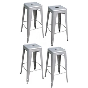 AmeriHome BS030SET 4 Piece 30 Inch Metal Bar Stool Set - Silver - Picture 1 of 2