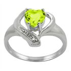 Peridot and Diamond Accent Heart Ring in 10K Gold