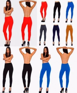 Lote de 6 3 Leggings Azul Rojo Negro Beige Transparentes Pantalones Ajustados Invierno Elásticos OS S M L - Imagen 1 de 19