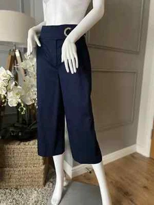 Karen Millen Trousers Blue Wide leg Cotton Blend Culottes UK 10 eu 38 - Picture 1 of 9