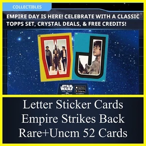 EMPIRE STRIKES BACK LETTER STICKER RARE + UC 52 SET - TOPPS STAR WARS CARD TRADER - Bild 1 von 1