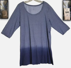 Neu mit Etikett! PURE J JILL BLAU MARINEBLAU DIP DYE OMBRE MEDAILLON BALLETTÄRMEL TUNIKA KLEID 4X - Bild 1 von 14