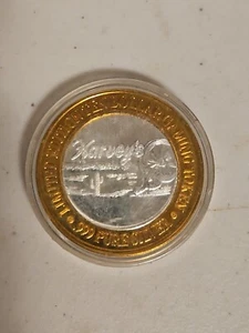 Ten Dollar Gaming Token Harveys Lake Tahoe Nevada .999 Fine Silver Limited Ed - Picture 1 of 2