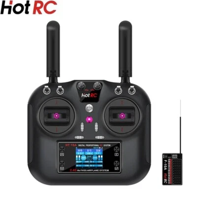 HOTRC HT-10A 2.4G 10CH RC Transmitter Remote Control System With F-10A Receiver