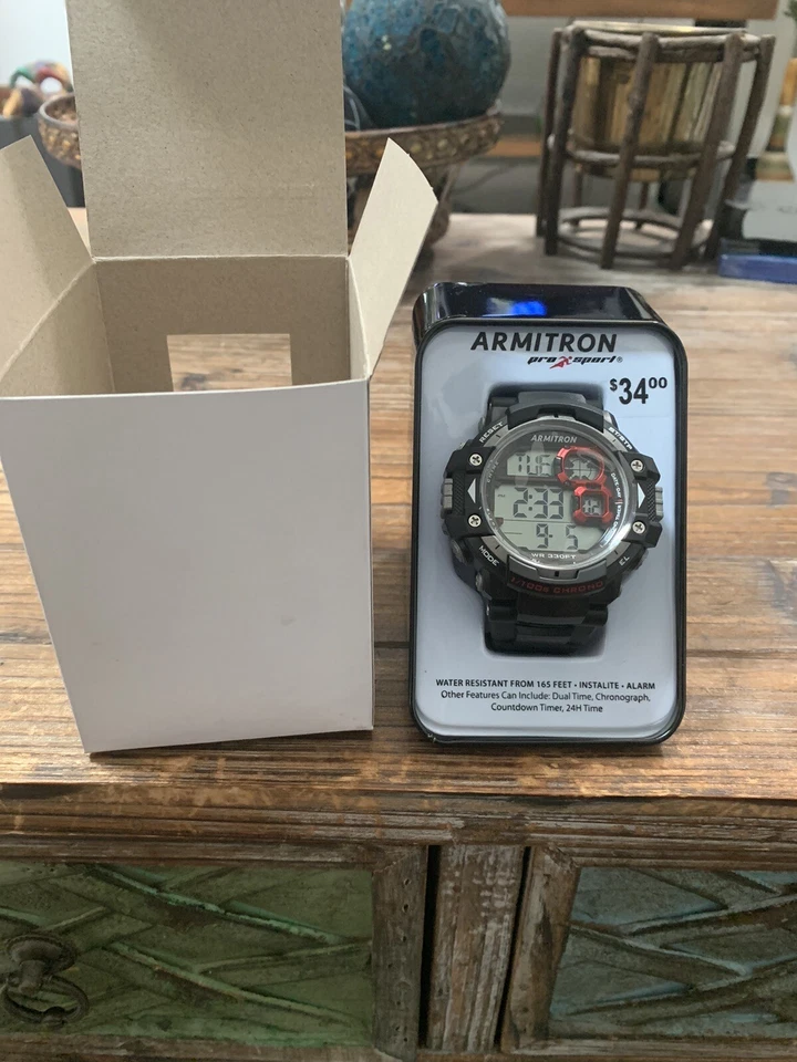 Armitron Sport Men's 40 8309red Grey Cased Digital Chronograph Black Resin...