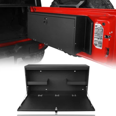 Black Steel Rear Tailgate Cargo Shelf Storage Box for 18-25 Jeep Wrangler JL - Image 1 of 4