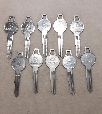 10 VINTAGE NOS CHRYSLER CORPORATION UNCUT KEY BLANKS - image 1 of 4