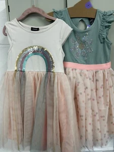 Mädchen Zunie Kleid Flügelärmel Netzrock Pailletten Party Sommer neu mit Etikett - Bild 1 von 21
