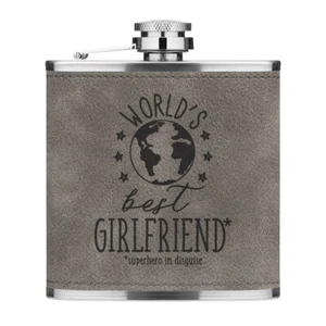 World's Mejor Novia 170ml PU Cuero Petaca Gris Favourite San Valentín Amor - Imagen 1 de 1