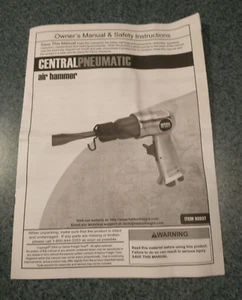 Central Pneumatic 92037 Air Hammer Owner's Manual - Picture 1 of 2