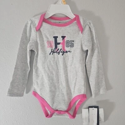 Tommy Hilfiger Baby Girls 0-3 Months Red Heart Glitter Logo Bodysuit - Image 1 of 4