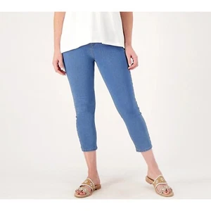 Isaac Mizrahi Live Petite Indigo Divine Denim Crop Slim Jeans Medium Indigo 16P - Picture 1 of 6