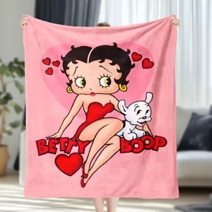 Betty Boop Microplush Fleece Blanket Lightweight Ultra Soft Throw 50x60 60x80 in - Picture 1 of 17