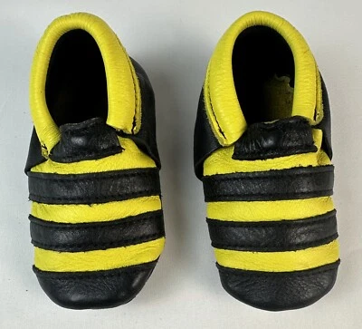 Bee Yellow Black Leather Moccasin Toddler Walker Kid Shoe 18-24 Month Non-slip - Image 1 of 4