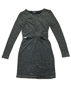 Topshop Glitter Stripe Cut Out Waist Dress Size UK 6 Petite - Picture 1 of 6