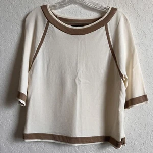 Kasper Top Women Medium Beige Sweater Knit 3/4 Sleeve - Picture 1 of 4