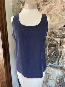Jones New York 100 % Seide marineblau ärmelloses Tanktop Shirt Damen 6 Small - Bild 1 von 8