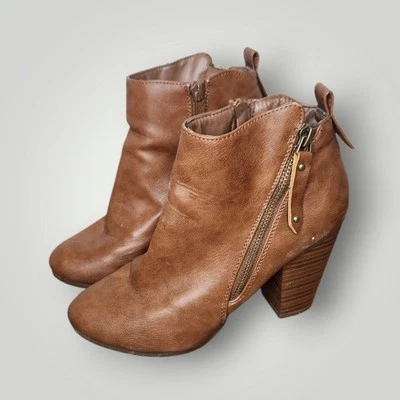 Breckelle Botín Informal con Cremallera Marrón Imitación Cuero Tacones Talla 5.5 Foto 1 de 4