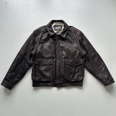 Chaqueta Bomber Wilson Cuero Genuino Estilo A2 Botón Marrón Talla Grande Usada en Excelente Condición Foto 1 de 4