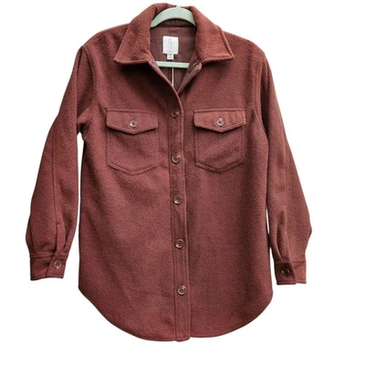 NUEVO CON ETIQUETAS Mujer Caramelo Chocolate Marrón Joie Chamarra S/P Botón Delantero Manga Larga  Foto 1 de 4