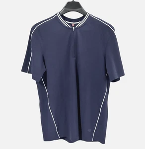 Wilson 1/4-Zip Henley Polo Shirt Mens M Navy Blue Court Performance 'Hybrid' Top - Picture 1 of 8