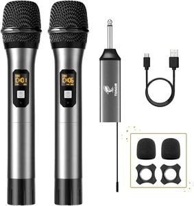 TONOR TW630 Wireless Microphone, UHF Dual Cordless Metal Dynamic Mic System - Picture 1 of 7