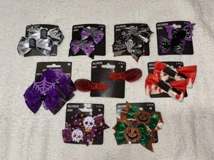 Lot Halloween Spooky Hair Bows Ghosts Pumpkins Spiderwebs Bloody Costume - Picture 1 of 6