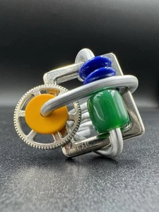 Handgefertigter Bauhaus inspirierter Aluminium Puzzle Ring argentinischer Designer mehrfarbig fast neuwertig - Bild 1 von 10