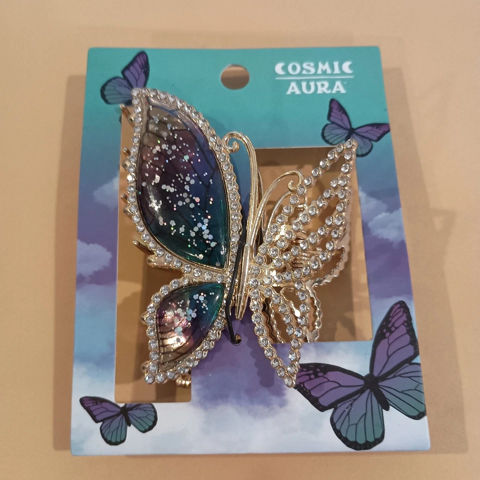 Clip de garra de pelo mariposa con joyas con quistales 4"  Foto 1 de 1
