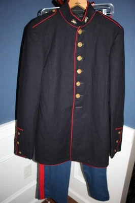Original WW2 U.S. Marine Corps Dress Blue Wool Uniform Coat & Trouser Set - Image 1 of 4
