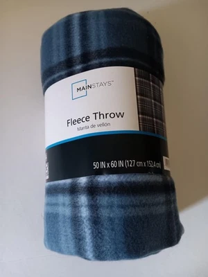 Mainstays Acogedora Manta de Vellón a Cuadros Azul, 50"x 60" Envío Gratis Foto 1 de 3