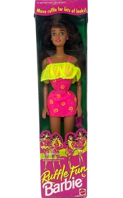 VintageMattel RUFFLE FUN  Barbie Doll Brunette 1994 Mattel 12435  NEW! NRFMB - Image 1 of 4