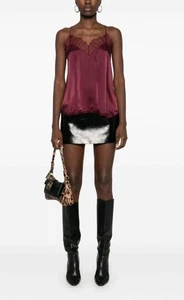 IRO PARIS Size 40 or 8 US Berwin Ruby Red Silk & Lace Camisole Tank Top $333 - Picture 1 of 17
