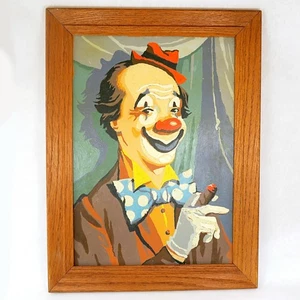 1960s Circus Clown Portrait, PBN “Funny Fellas” by Craft Master, Framed 12x16 - Picture 1 of 3